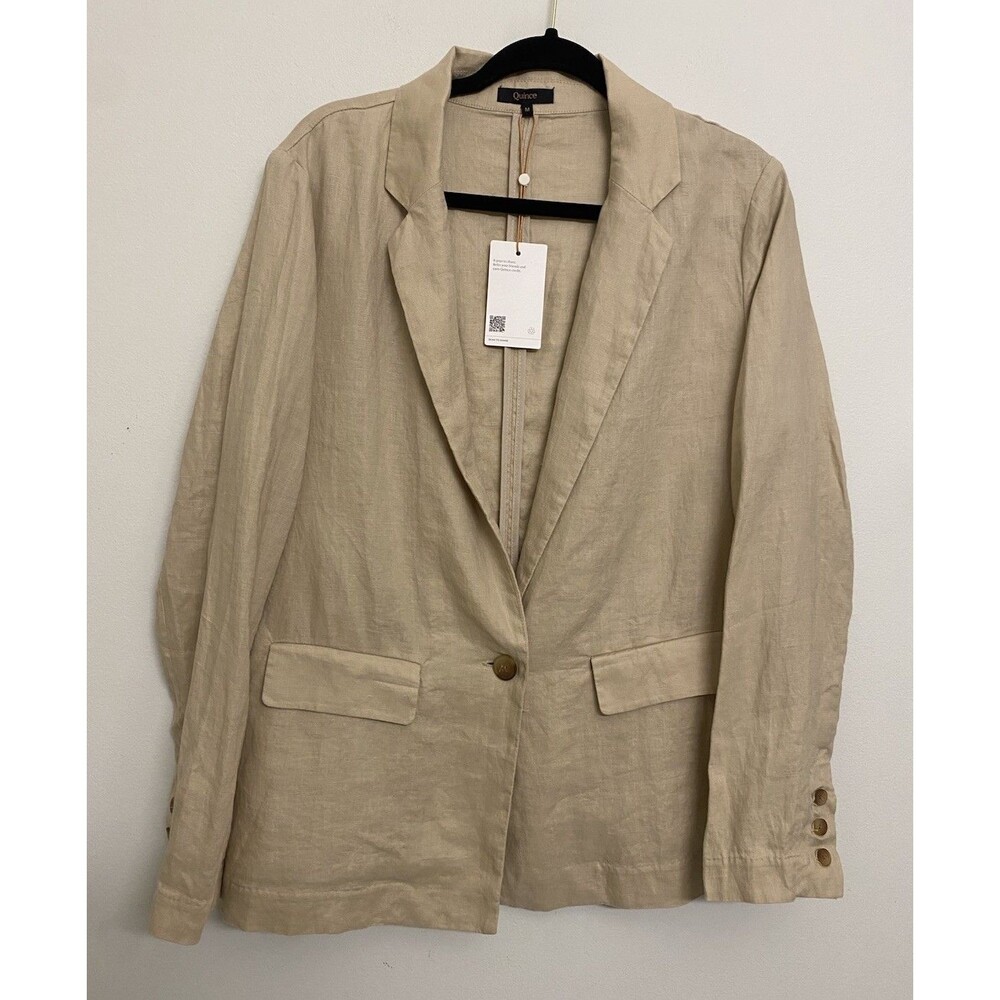 NWT Quince 100% European Linen Blazer Women’s M Driftwood Beige Career Office